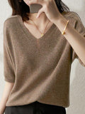 xakxx Urban Solid Color V-Neck Knitting Pullover