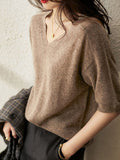xakxx Urban Solid Color V-Neck Knitting Pullover
