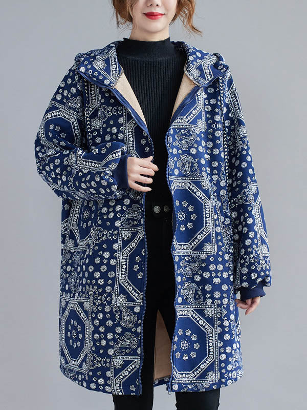 xakxx Vintage Ramie Cotton Printing Outerwear&Coat