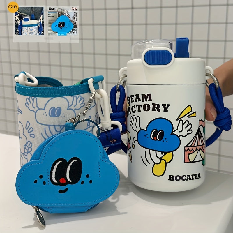 1pc Cartoon Pattern Vacuum Flask - Durable Stainless Steel Insulated Travel Thermal Cup for Hot and Cold Beverages - Unique Gift Option with Doll or Purse, Perfect for Summer and Winter, Travel and Outdoor Activities