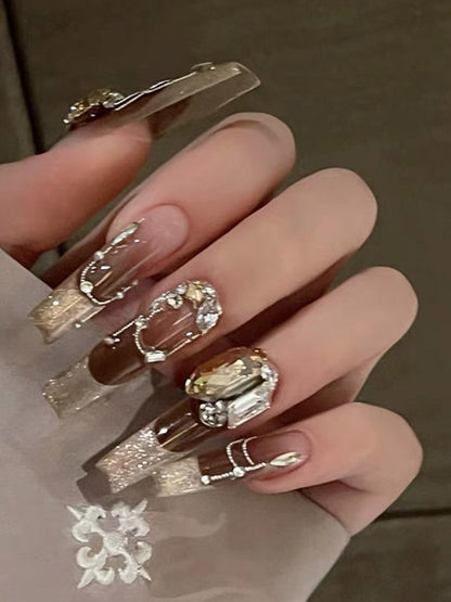 xakxx Detachable Rhine Stones Press-On Nails