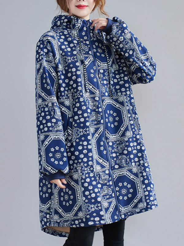 xakxx Vintage Ramie Cotton Printing Outerwear&Coat