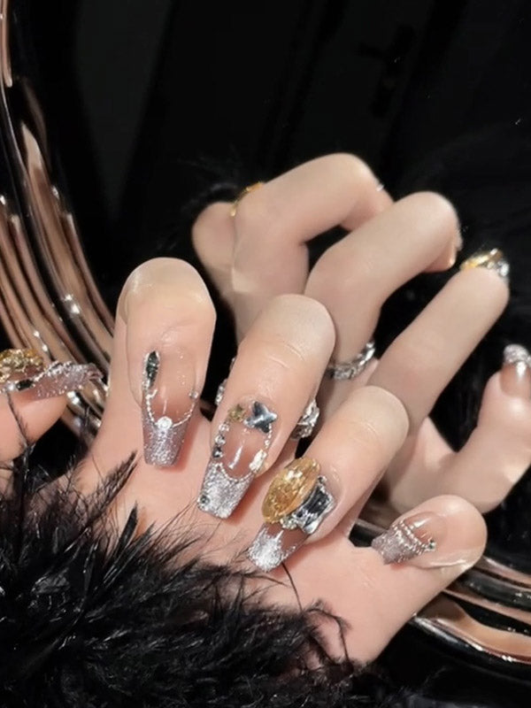 xakxx Detachable Rhine Stones Press-On Nails