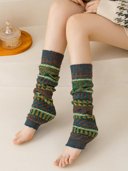 xakxx Casual Keep Warm Contrast Color Leg Warmers Accessories