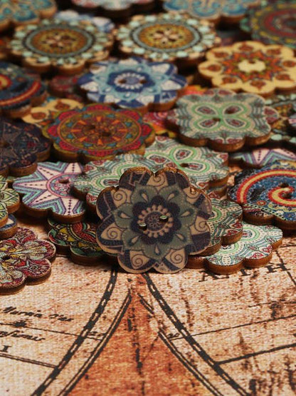 xakxx About 100Pcs Multi-Color Wooden Buttons