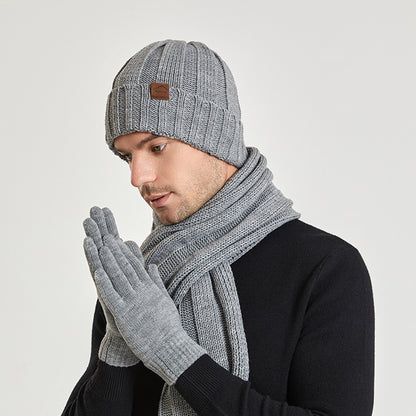 1 Set Unisex Winter Accessories Bundle - Soft Brimless Knitted Hat with Adjustable Rolled Cuff, Warm Scarf, and Full Finger Gloves for Cold Weather Daily Wear - Perfect for Outdoor Activities and Casual Styling