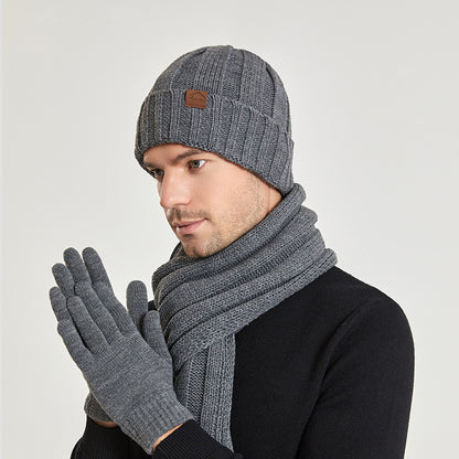 1 Set Unisex Winter Accessories Bundle - Soft Brimless Knitted Hat with Adjustable Rolled Cuff, Warm Scarf, and Full Finger Gloves for Cold Weather Daily Wear - Perfect for Outdoor Activities and Casual Styling