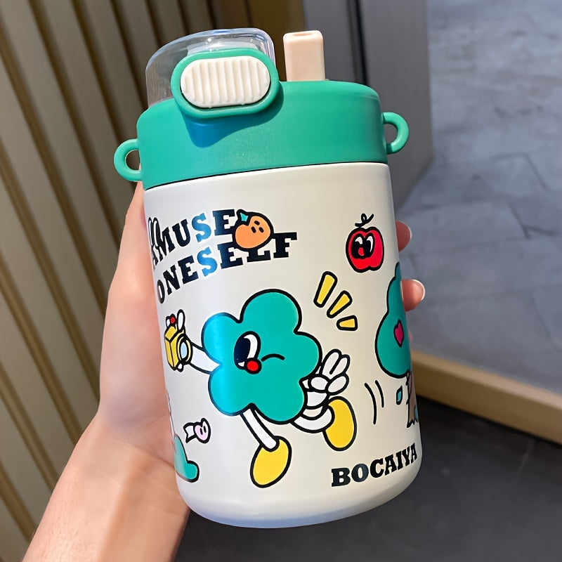 1pc Cartoon Pattern Vacuum Flask - Durable Stainless Steel Insulated Travel Thermal Cup for Hot and Cold Beverages - Unique Gift Option with Doll or Purse, Perfect for Summer and Winter, Travel and Outdoor Activities