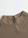 xakxx Simple Solid Color Puff Sleeve Mesh Splicing Chiffon Shirt