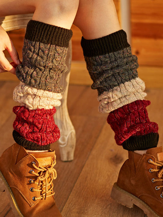 xakxx Casual Keep Warm Contrast Color Leg Warmers Accessories