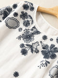 xakxx Vintage Embroidered Round-Neck Short Sleeves Shirts