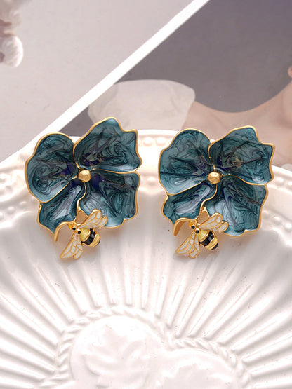 xakxx Bee Shape Flower Shape Earrings Accessories