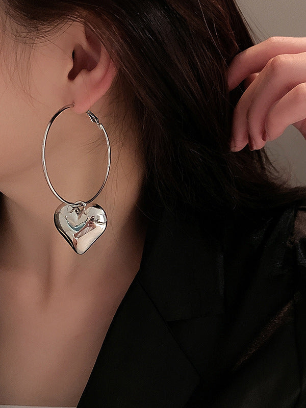 xakxx Simple Normcore Heart Shape Earrings Accessories