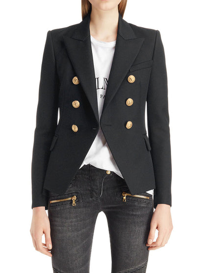 xakxx Long Sleeves Buttoned Notched Collar Blazer Outerwear