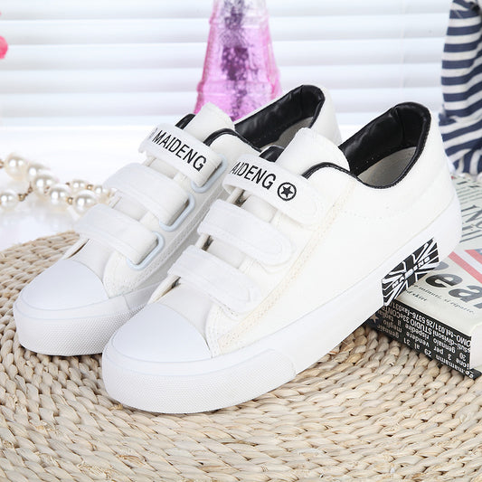 xakxx Large Wholesale Low-Top Velcro Women's Canvas Shoes Flat Solid Color Student Shoes Couple Union Flag Fashionable Ladies Shoes