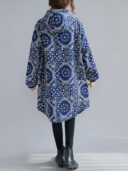 xakxx Vintage Ramie Cotton Printing Outerwear&Coat