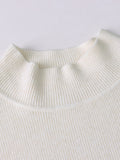 xakxx Long Sleeves Buttoned Split-Joint High-Neck Sweater Tops