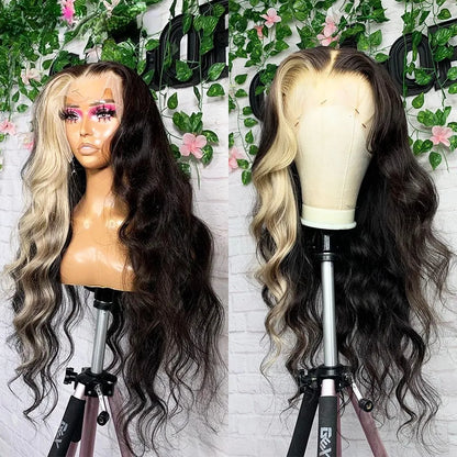 Brazilian Human Hair Highlight Blonde Wig Piano Red Colored Body Wave Lace Front Wig 13x4 Synthetic Lace Frontal Wig Natural Hairline