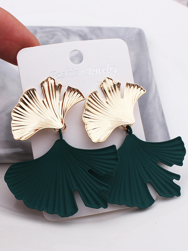 xakxx Geometric Leaves Shape Drop Earrings