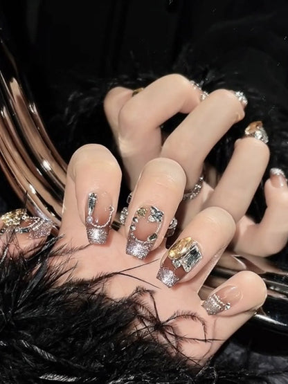 xakxx Detachable Rhine Stones Press-On Nails