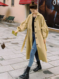 xakxx Casual Lose Tied Buttoned High-Waist Notched Collar Long Bishop Sleeves Trench Coat