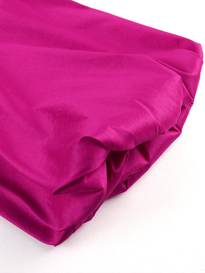 xakxx Stylish V-Neck Puff Sleeves Fuchsia Blouse