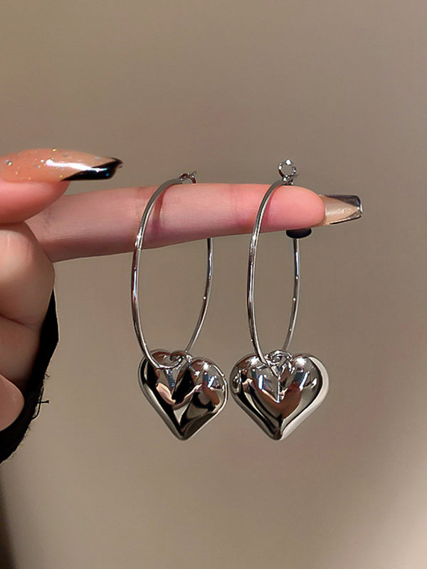 xakxx Simple Normcore Heart Shape Earrings Accessories