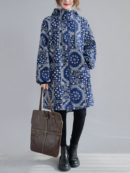 xakxx Vintage Ramie Cotton Printing Outerwear&Coat