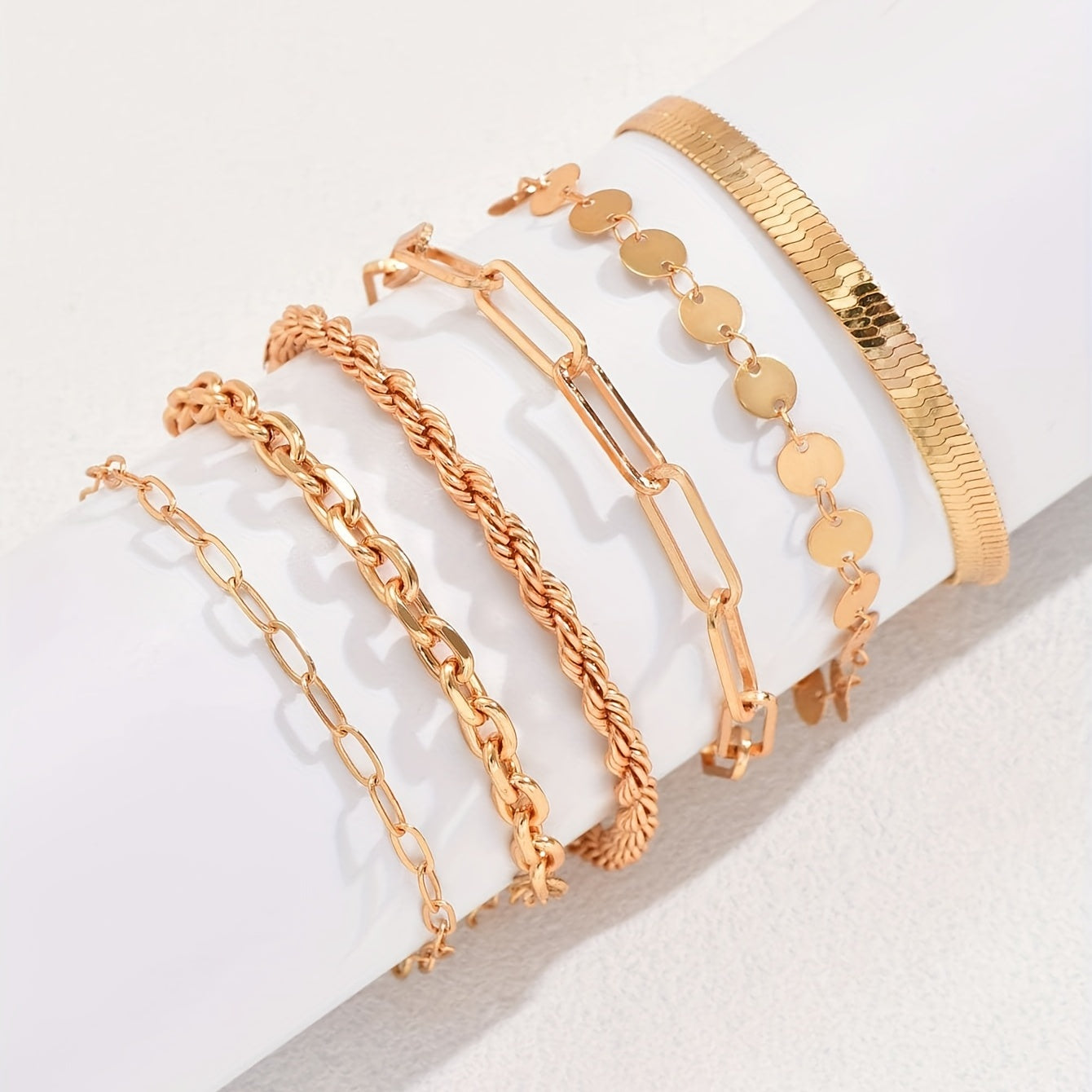 6pcs/set Vintage-Inspired Layered Snake Chain Bracelet Set - Chic Geometric Designs for Women - Stylish Adjustable Fashion Accessory, Perfect Gift