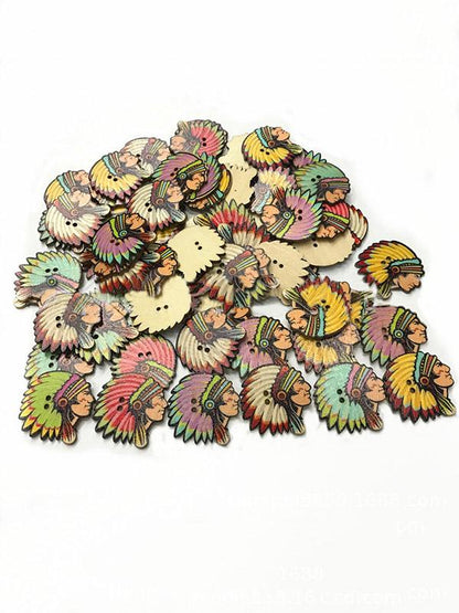 xakxx Vintage Feather Pattern Sewing Buttons