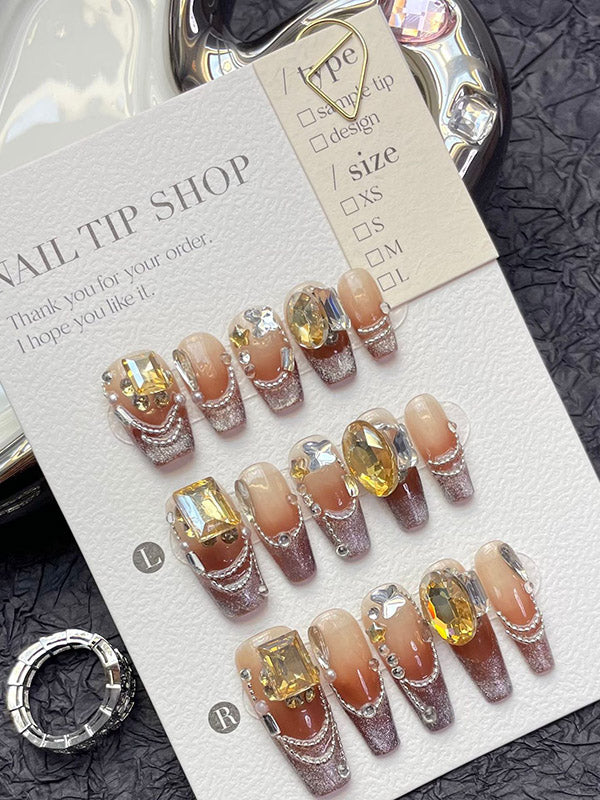 xakxx Detachable Rhine Stones Press-On Nails