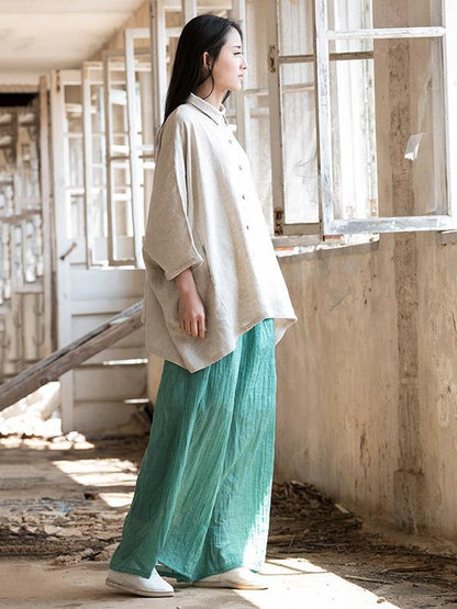 xakxx Vintage Simple Ramie Cotton Outwear Tops