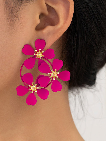 xakxx Flower Shape Drop Earrings