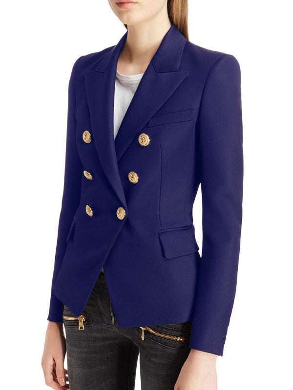 xakxx Long Sleeves Buttoned Notched Collar Blazer Outerwear