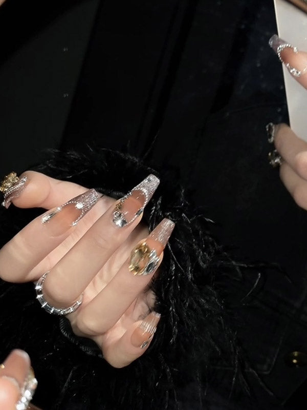 xakxx Detachable Rhine Stones Press-On Nails