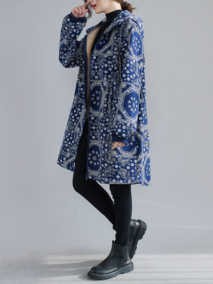 xakxx Vintage Ramie Cotton Printing Outerwear&Coat