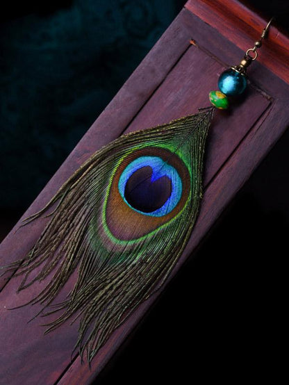 xakxx Ethnic Style Retro Peacock Feather Earrings