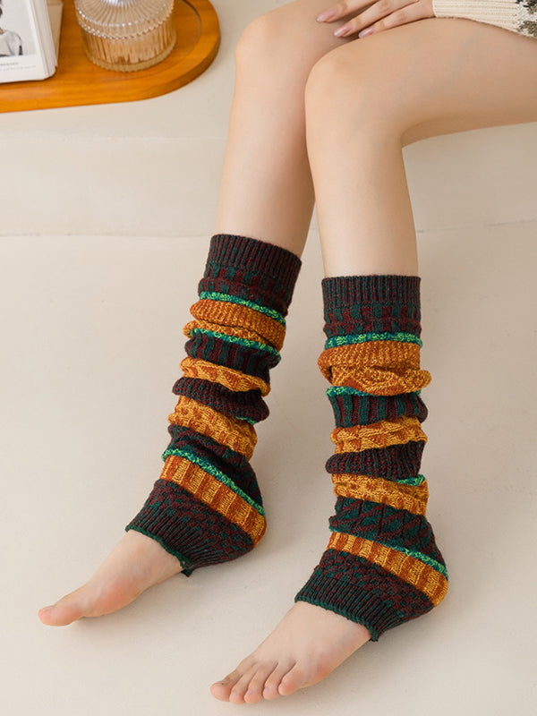 xakxx Casual Keep Warm Contrast Color Leg Warmers Accessories