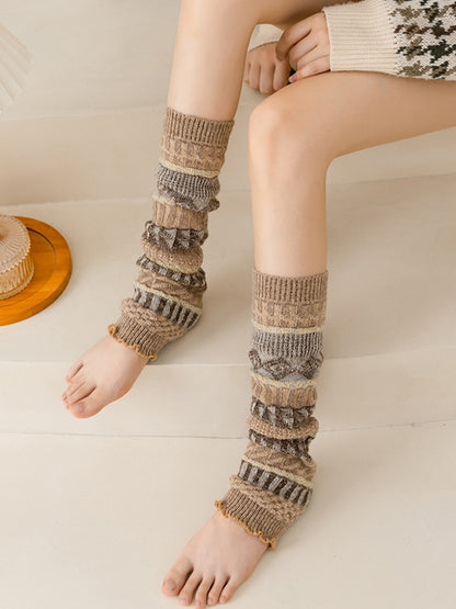 xakxx Casual Keep Warm Contrast Color Leg Warmers Accessories