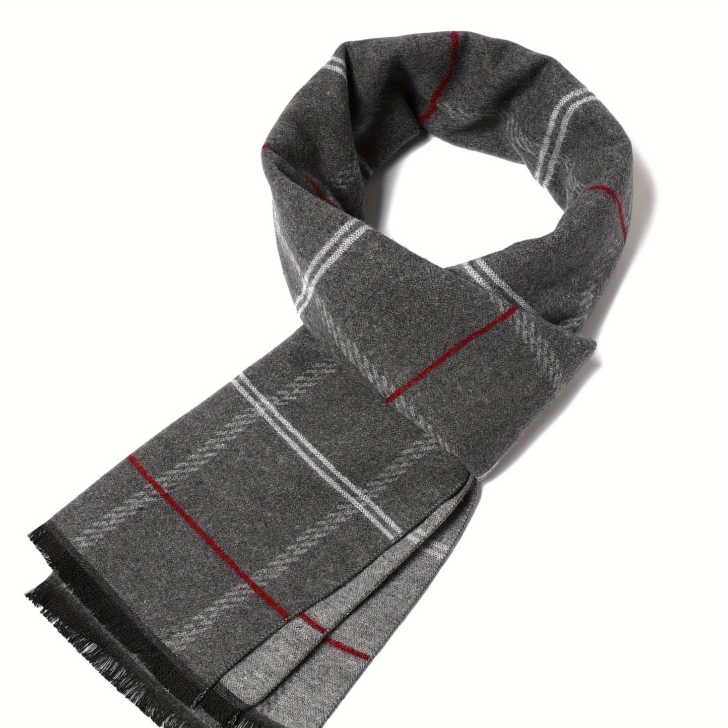 Festive Men's Plaid Scarf - Warm Winter Accessory for Style and Comfort