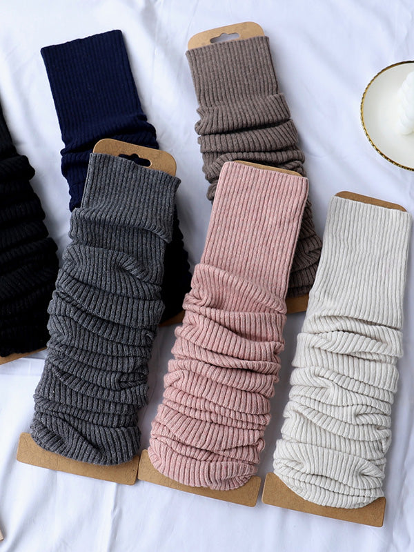 xakxx Knitted Solid Color Leg Warmers Accessories