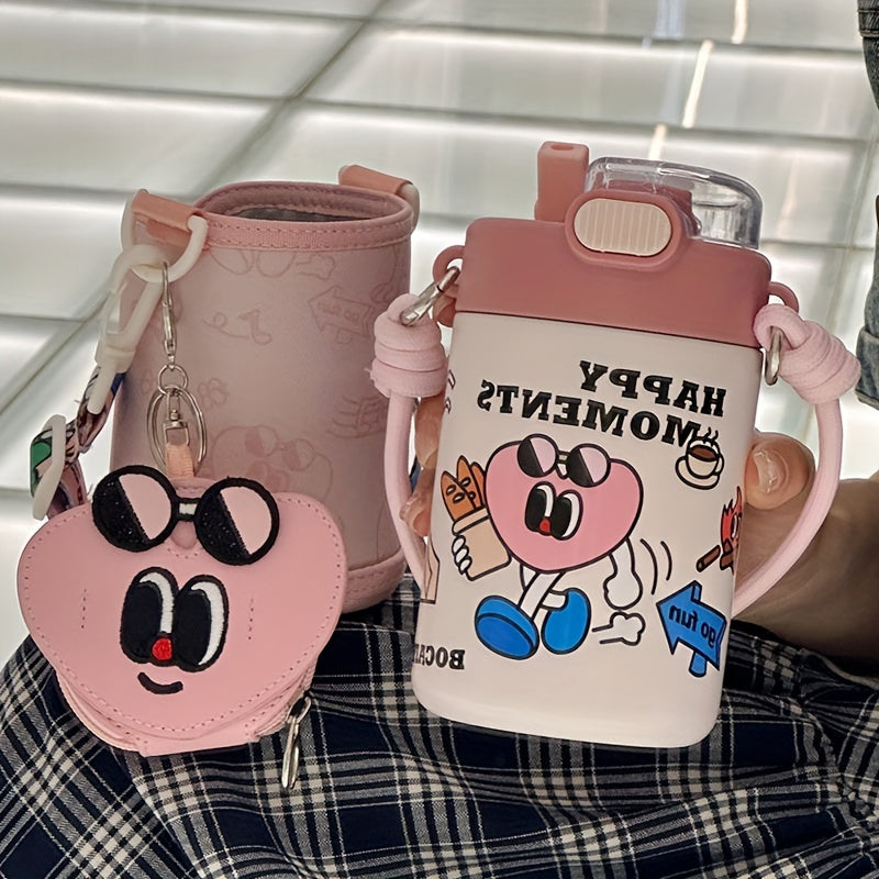 1pc Cartoon Pattern Vacuum Flask - Durable Stainless Steel Insulated Travel Thermal Cup for Hot and Cold Beverages - Unique Gift Option with Doll or Purse, Perfect for Summer and Winter, Travel and Outdoor Activities