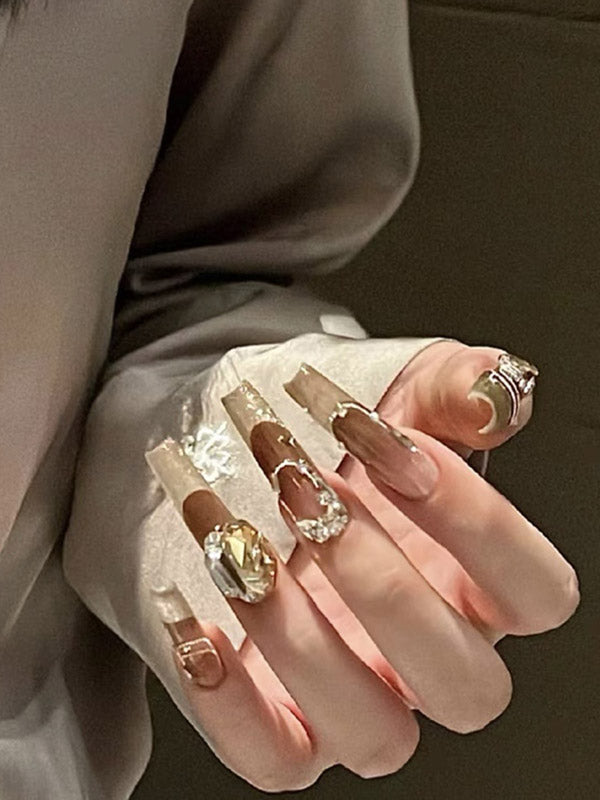 xakxx Detachable Rhine Stones Press-On Nails