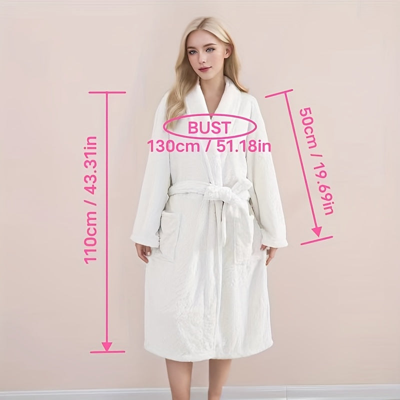 Ultra-Soft Coral Fleece Jacquard Bathrobe - Thick, Absorbent & Cozy Long Robe for Men and Women, Perfect Thanksgiving Gift