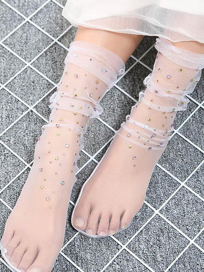 xakxx Diamond-Encrusted Perspective Mesh Star Stocking