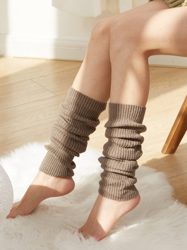 xakxx Knitted Solid Color Leg Warmers Accessories