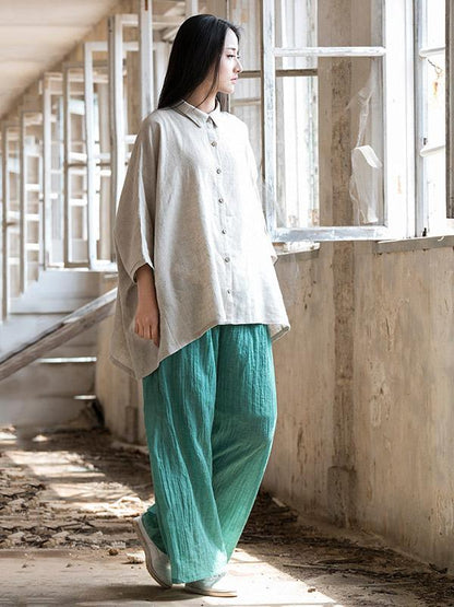 xakxx Vintage Simple Ramie Cotton Outwear Tops