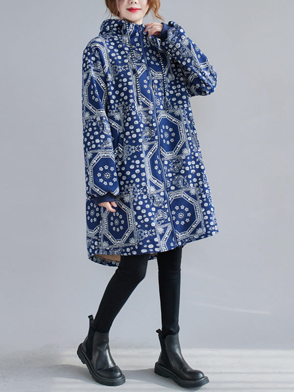 xakxx Vintage Ramie Cotton Printing Outerwear&Coat