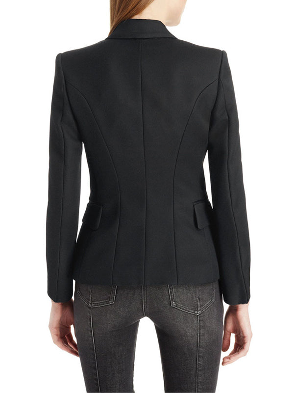 xakxx Long Sleeves Buttoned Notched Collar Blazer Outerwear