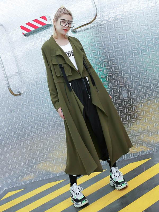 xakxx Light Loose Solid Trench Coat